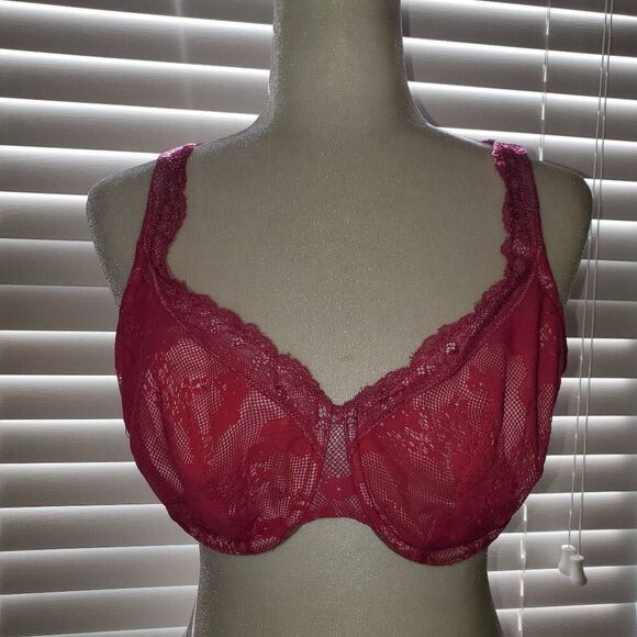 Cacique Pink Lace Underwire Full Coverage 38DD Bra - Picture 1 of 7